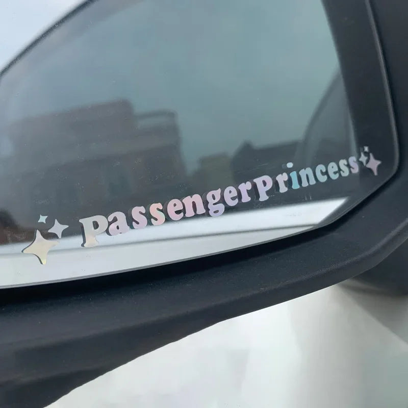 Passenger Princess Mirror Decal Stickers in Eight Colors, Two-Piece PVC Vehicle Decoration Set with Star Styling Reference and Listed 12.5 x 1.18cm Size