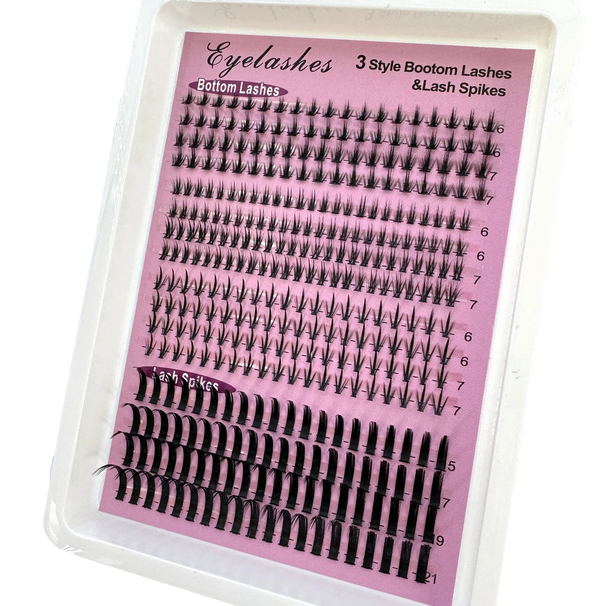 Bottom Lash Clusters and Individual Lash Spikes with 6–7mm and 15–21mm Length References, D Curl MIX Options in 12 or 16-Row Styles for Adult Manga Makeup