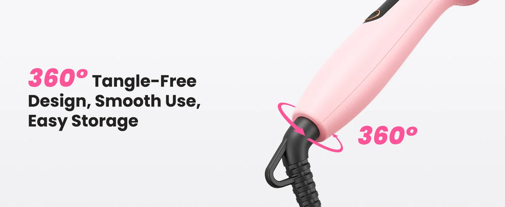Ionic Heated Round Brush with Six Temperature Settings, LED Display and 110–240V Listed Dual Voltage for Curling, Smoothing and Root Volume, Pink