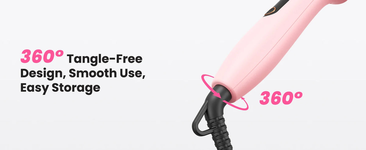 Ionic Heated Round Brush with Six Temperature Settings, LED Display and 110–240V Listed Dual Voltage for Curling, Smoothing and Root Volume, Pink