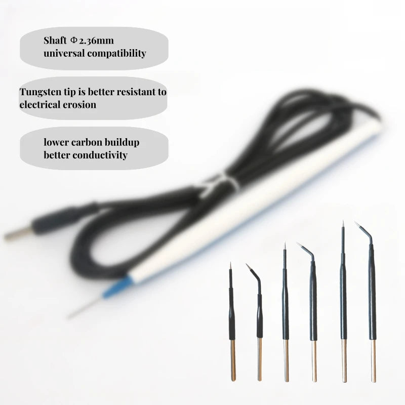 Tungsten Electrosurgical Needle Electrode, Single Non-Sterile Accessory with Listed 2.36mm Shaft for Compatible Monopolar Pencils, SKU A to F Options