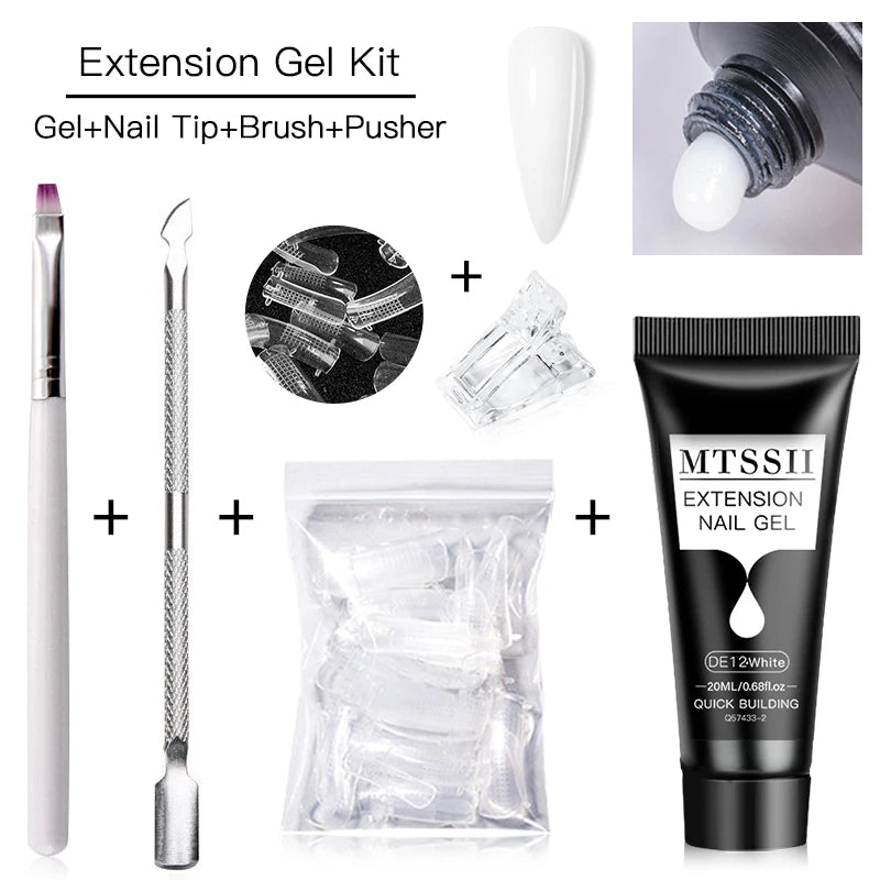 Poly Nail Extension Gel Set by Mtssii, Listed 5-Piece 20ml UV LED Curing Gel with Eight Coded Options for Adult Nail Sculpting and Manicure Designs