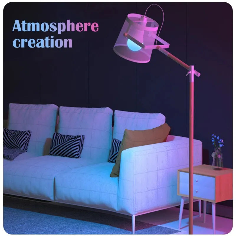 RGB LED Light Bulb E27 AC220V 8W, 16 Color Dimmable Mood Lighting with 24-Key Infrared Remote for Compatible Fixtures and Party Decor