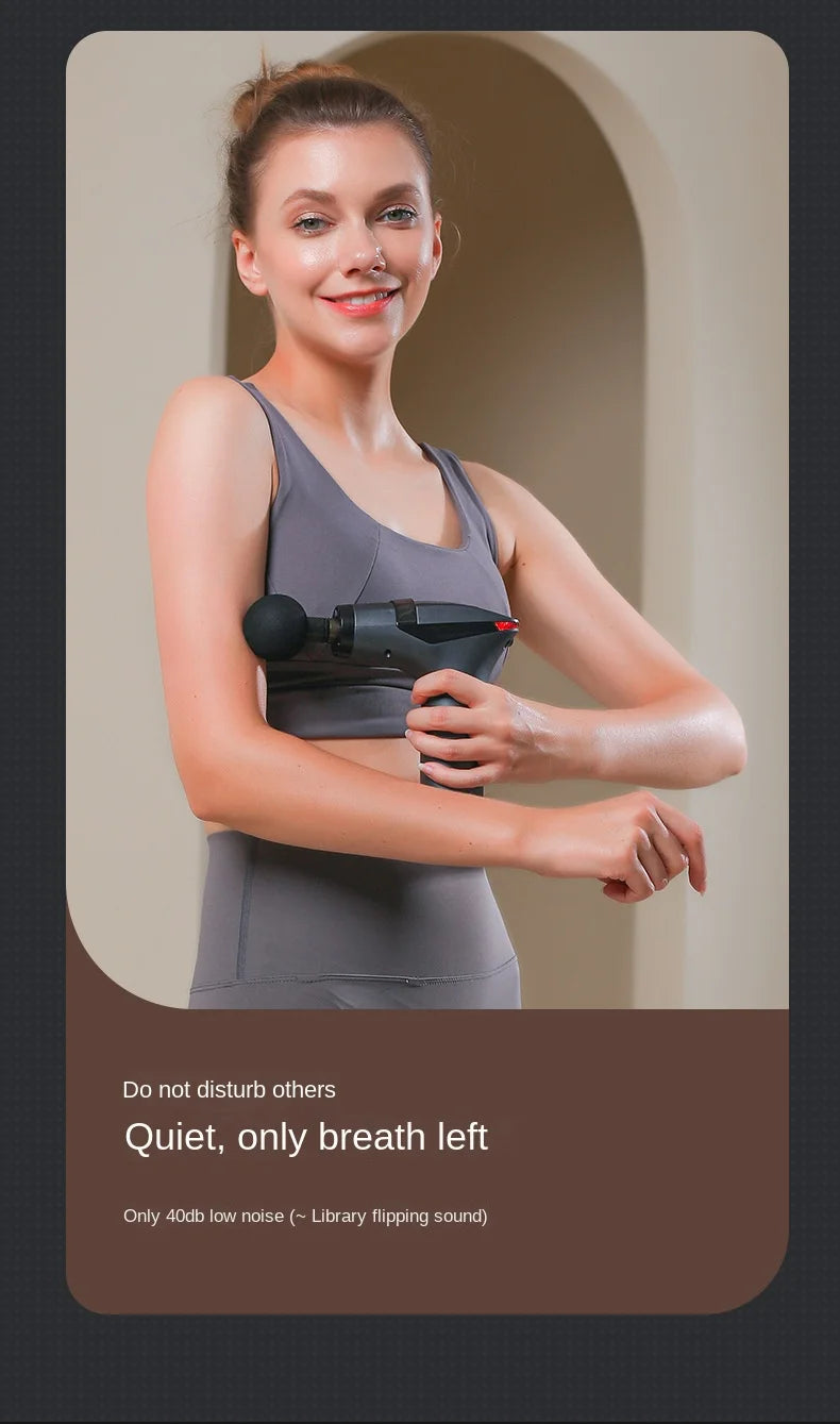 Long-Handle Massage Gun in Dark Gray with 1500mAh Battery, Type-C Charging and Listed 2600–3300rpm Motor Speed for Adult Personal Massage Routines