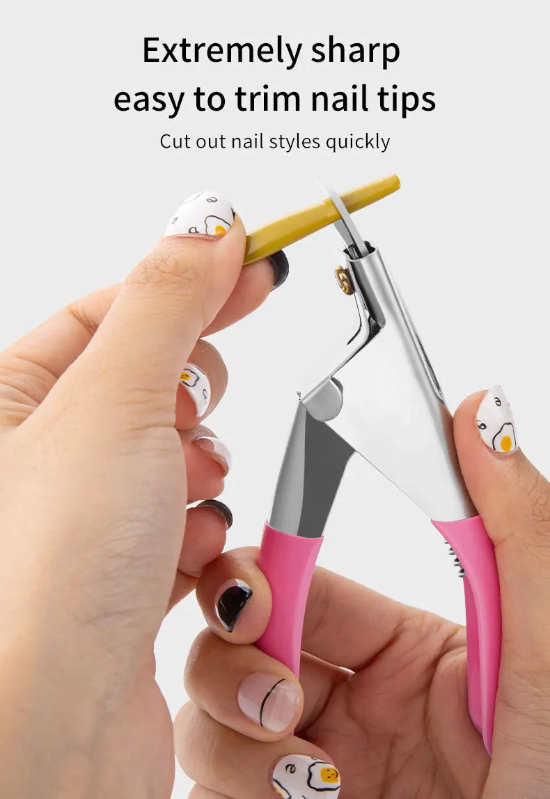 Nail Tip Cutter with Stainless Steel Construction and Straight-Edge Trimming Design for Compatible Acrylic and Artificial Tips, Four Color Options