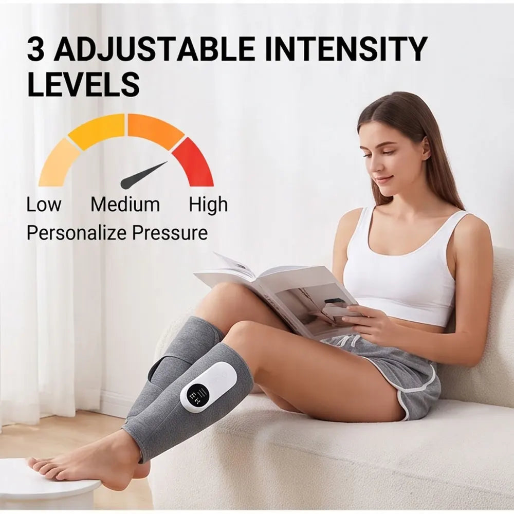 Heated Calf Compression Massager with Three Heat Settings, Three Massage Modes and Intensities, 2000mAh Battery and USB-C Charging in Single or Pair Options