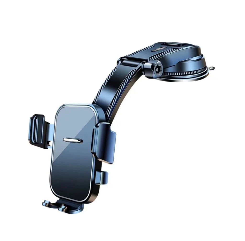 Dashboard Car Phone Holder with Pressure-Locking Suction Cup, 360-Degree Rotation and Quick-Release Clamp for Navigation in Three Black Style Options