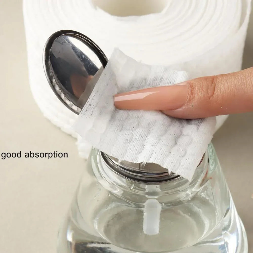 Nail Wipes Roll with 1000 Tear-Off Nonwoven Pads, Approximately 1.97 x 1.97-Inch Squares for Compatible Gel Cleansing, Polish Cleanup and Manicure Prep