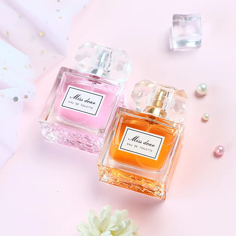 Women's Musk Perfume Spray with Jasmine and Fruity Scent References, Pink or Orange 45ml and Six 50ml Option Labels for Personal Fragrance and Gifts