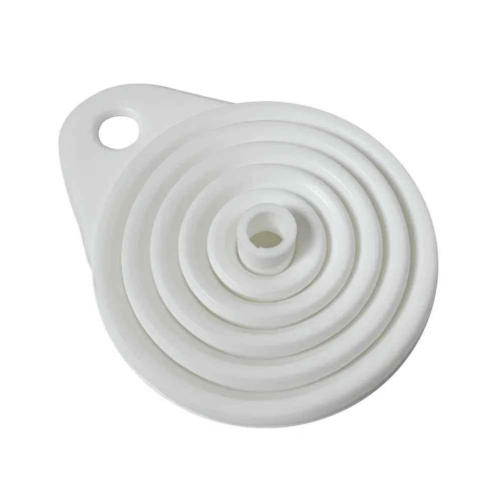 Collapsible Silicone Car Funnel for Compatible Liquid Transfer, Small 6cm or Large 8.5cm Width with 1, 2 or 4-Piece Choices and Foldable Garage Storage Design