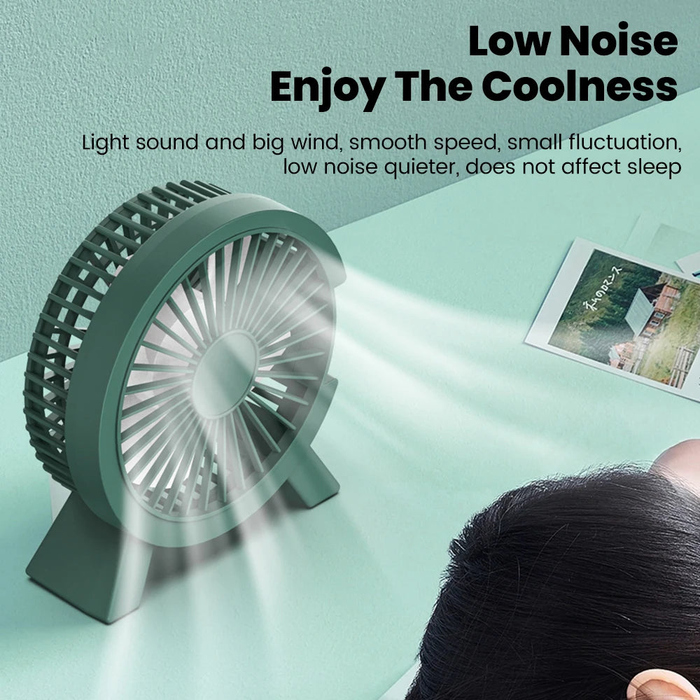 USB Powered Mini Desk Fan for Home Office and Student Study Spaces, Direct-Connection Tabletop Personal Fan in Green, White or Pink