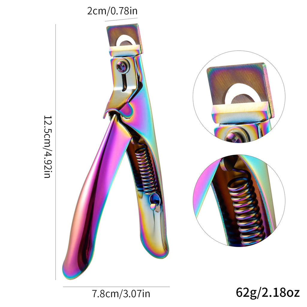 Nail Tip Cutter with Stainless Steel Construction and Straight-Edge Trimming Design for Compatible Acrylic and Artificial Tips, Four Color Options