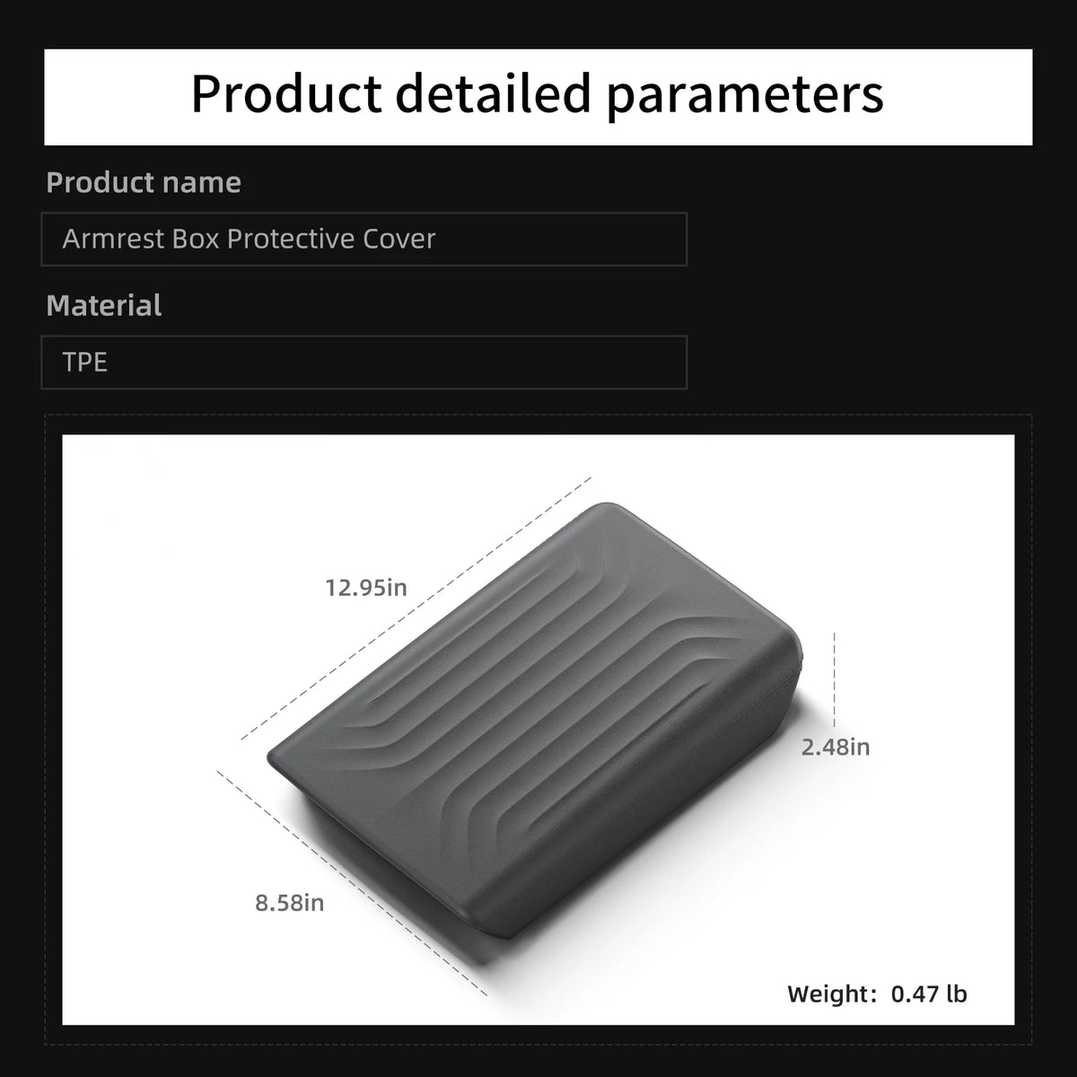 Center Console Armrest Cover with TPE and TPU Material Options, Stripe and Wavy Grain Styling for Select Tesla Model 3 Highland and Model Y Juniper Interiors