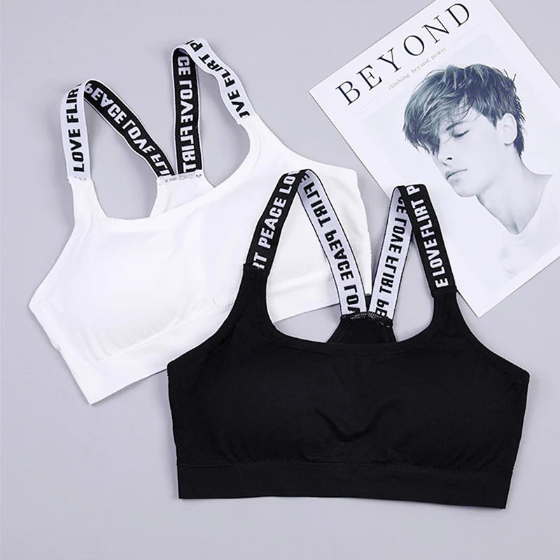Longline Sports Bra with Crisscross Back Straps for Women, Nylon One-Size Activewear Top in Black or White 7008 and 7009 Options for Yoga and Pilates