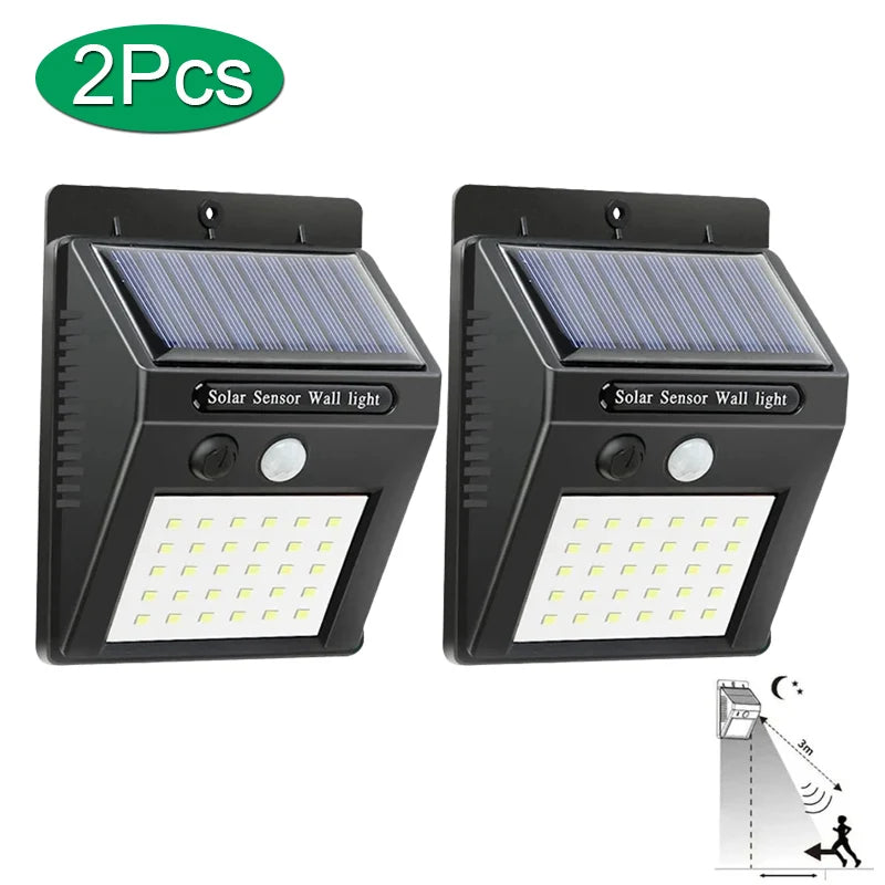 Outdoor Solar Wall Light Options for Garden Fences, Courtyards and Exterior Walls, with Listed 6-LED Non-Sensor and 30-LED PIR Motion Sensor Designs