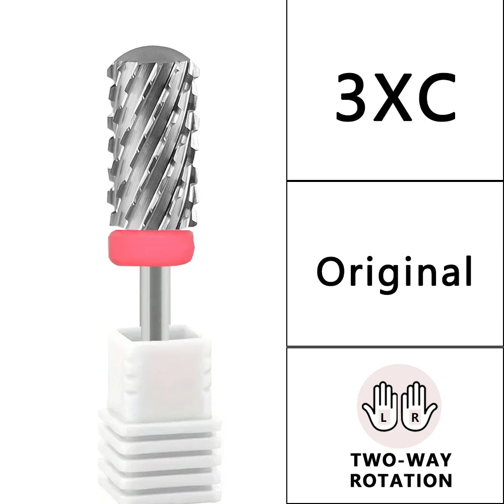 Large Barrel Carbide Nail Drill Bit with Listed 6.6mm Size and Rounded Smooth Top, Eight Option Labels for Compatible Electric Manicure Tools