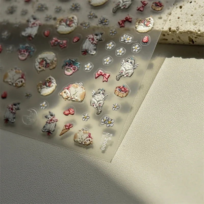 Embossed Nail Art Stickers, 5D Relief Self-Adhesive Decorative Decals for DIY Manicures with TO2907, TO2908, TO2910 and TO5172 Style Options