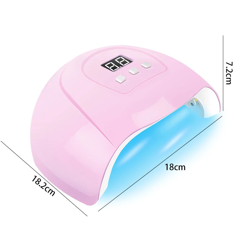Soak-Off Gel Varnish Kit by LNWPYH with 10 Listed Polish Colors, One Base Coat, One Top Coat and UV LED Sensor Lamp for Adult Home Manicure Designs