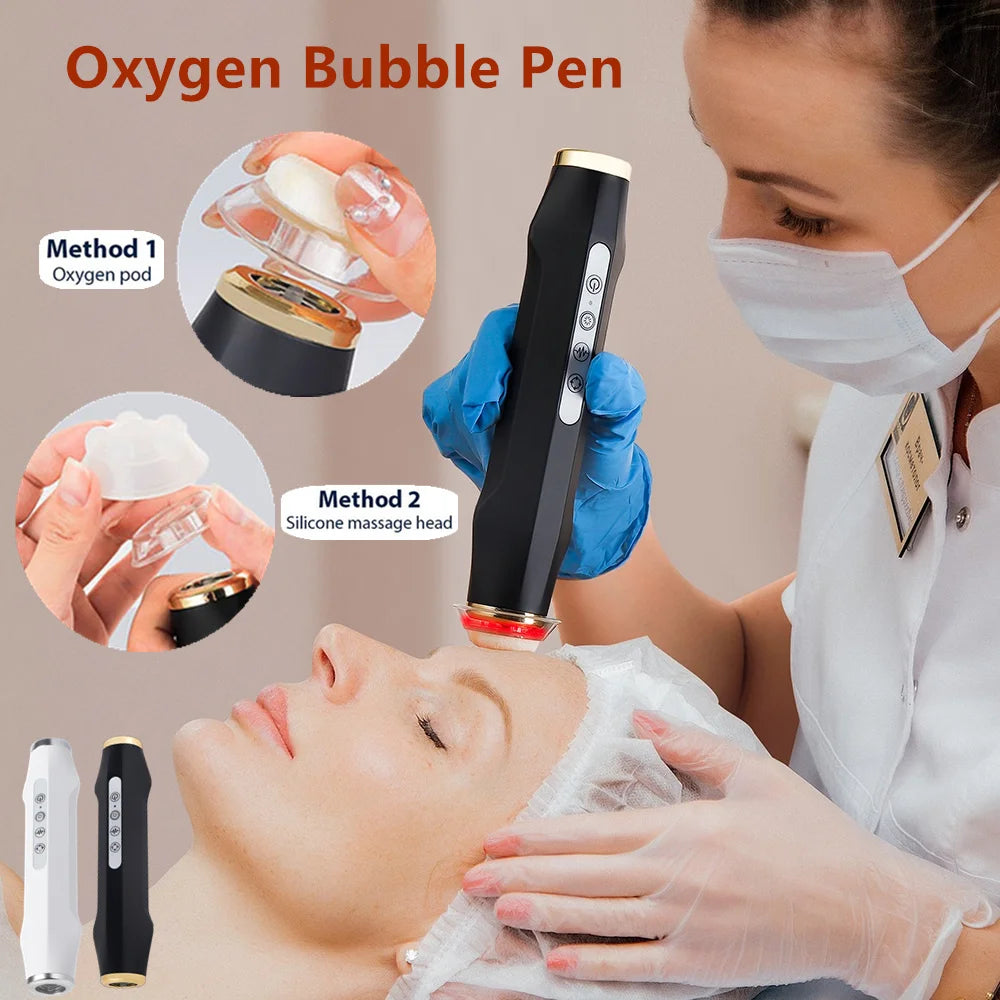 CO2 Facial Bubble Device Machine Only in White or Black, Handheld Beauty Tool with Listed Vibration, Spin and LED Modes, Compatible Care Kit Sold Separately