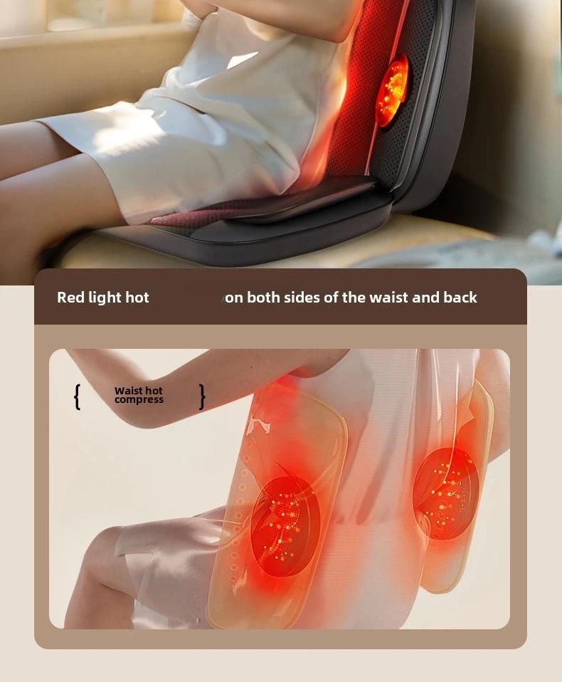 Massage Seat Cushion 5-in-1 Chair Pad with Listed Heat, Vibration and Kneading, US EU UK or AU Plug Options for Compatible Home Seating and Personal Massage Breaks