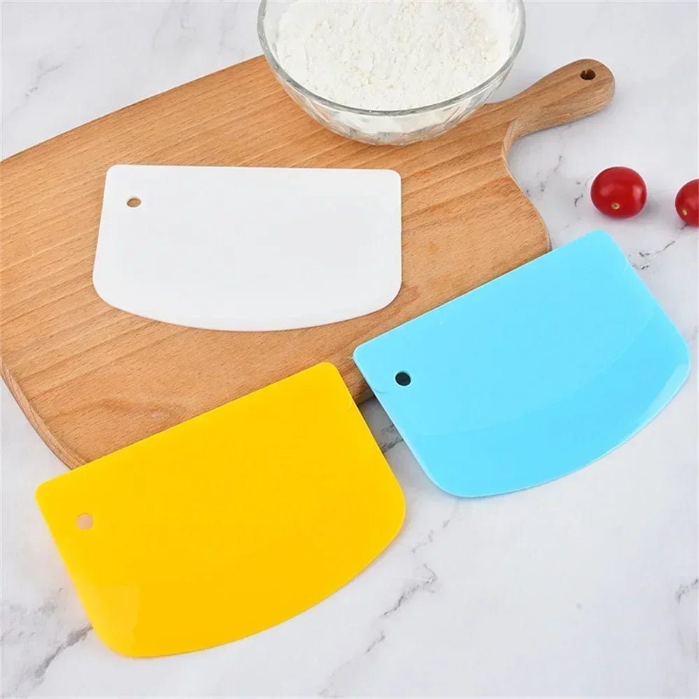Plastic Dough Scraper in White or Blue, Single Pastry Cutter and Baking Spatula for Bread Dough, Pizza Prep, Cookie Mixtures and Fondant Kitchen Tasks