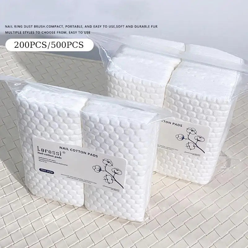 Square Nail Cotton Wipes with Listed 5 x 5cm Pad Size in 200 or 500-Piece Bags for Compatible Nail Polish Removal, Gel Cleansing and Manicure Prep