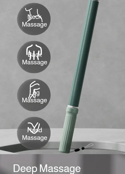 Extra Long Massage Stick for Yoga and Fitness Routines, Body Massage Tool with Back and Leg Stretching References for At-Home Relaxation
