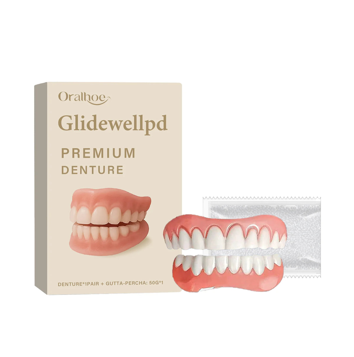 Temporary Cosmetic Teeth Covers with Listed Silicone Material, Boxed and Multi-Piece Options for Smile Appearance, Dental Fit Check Required