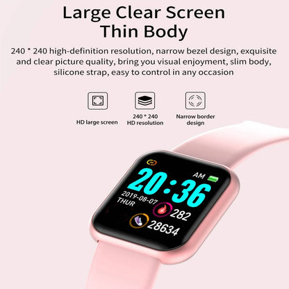 USB Charging Smart Watch with Step Counter, Music Control and Circular Touch Button, Soft Silicone Fitness Bracelet in Black, Pink, White or Silver