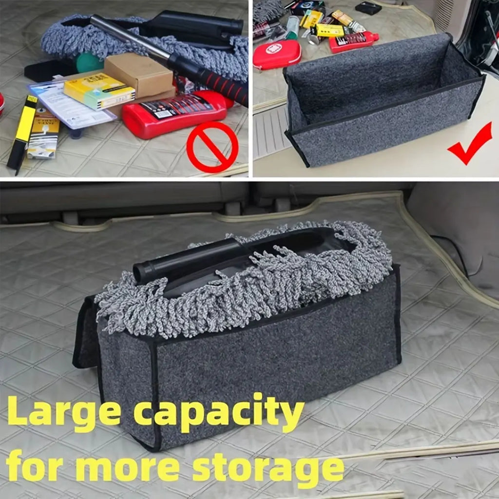 Foldable Felt Car Storage Box, Dark Gray Polyester Trunk Organizer in Two Listed Sizes with 2mm or 3mm Thickness Options for Vehicle Accessories