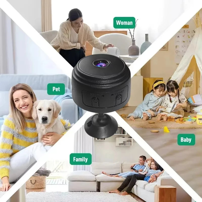 Mini WiFi Monitoring Camera in White or Black for Everyday Home Observation and Pet Check-Ins, Wireless Video Camera with Listed Recording Function