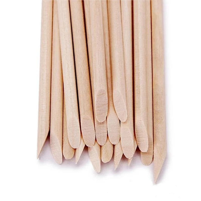 Orange Wood Nail Sticks in 100 or 500-Piece Options, Double-Sided Cuticle Pushers for Manicure, Pedicure and At-Home Nail Art Routines