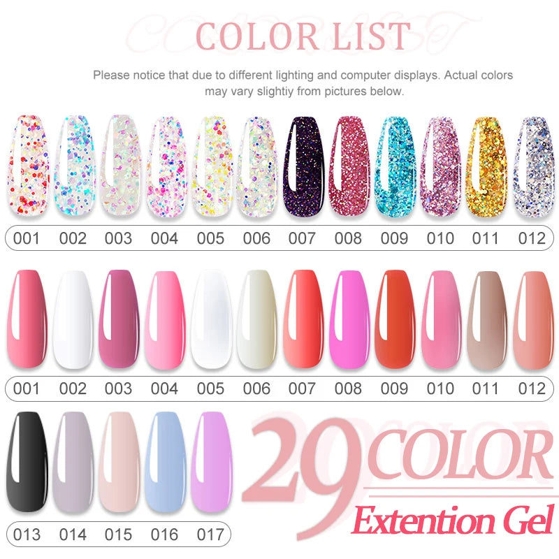 Poly Nail Gel Kit Options for Nail Extensions and DIY Manicure, Single, Three and Six-Piece Gel Selections with Listed 6W LED Lamp Set