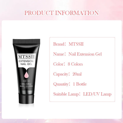 Poly Nail Extension Gel Set by Mtssii, Listed 5-Piece 20ml UV LED Curing Gel with Eight Coded Options for Adult Nail Sculpting and Manicure Designs