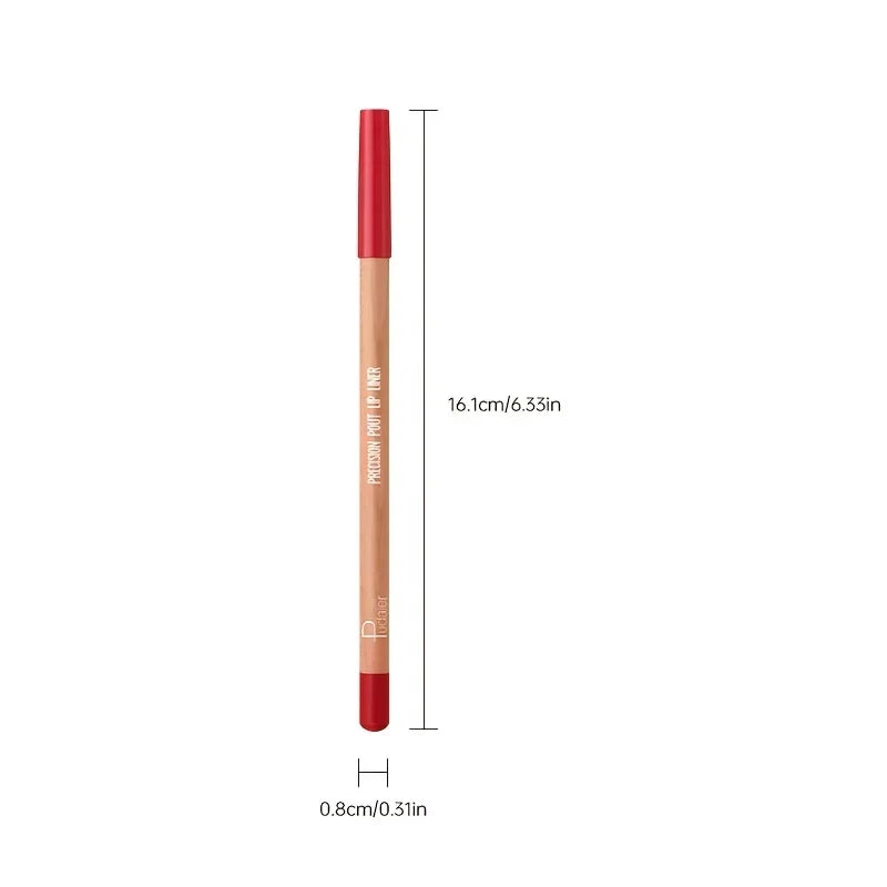 Matte Lip Liner Pencil with Twenty-Four Numbered Shade Choices, Listed Nude Finish Reference for Lip Outline Makeup, Everyday Looks and Personal Beauty Gifts