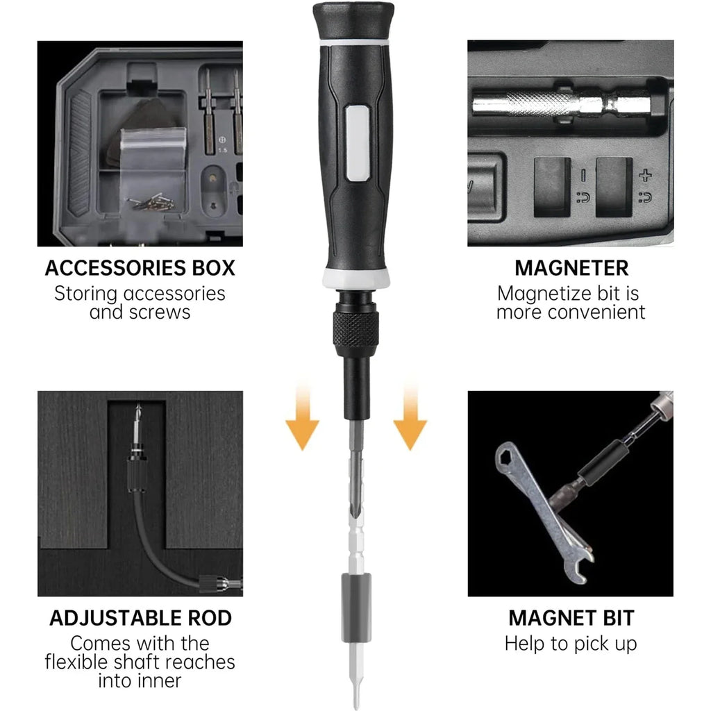 Precision Screwdriver Repair Kit, 25-in-1 or 152-in-1 CRV Steel Bit Set with Torx Options for Compatible Laptop, Computer and Small Electronics Projects