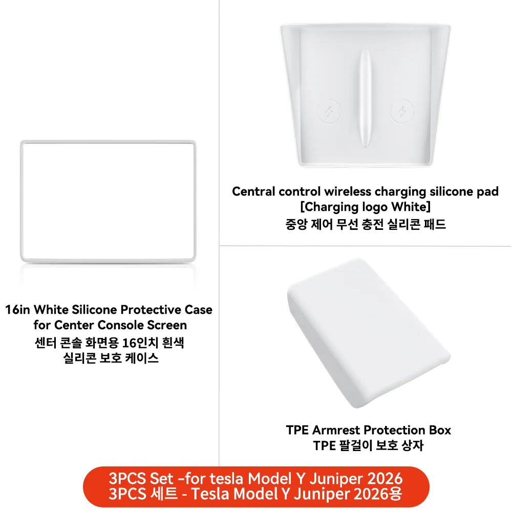 Armrest Cover for Tesla Interior Styling with TPE White, TPE Black and TPU Black Options, Model Y Juniper, YL and Model 3 Highland Labels and Bundle Choices