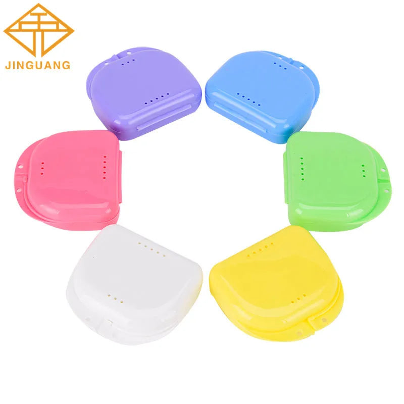Vented Dental Storage Cases 50-Pack, Denture and Retainer Boxes with Seven Single-Color Choices or Random Mixed Colors for Compatible Removable Appliance Storage