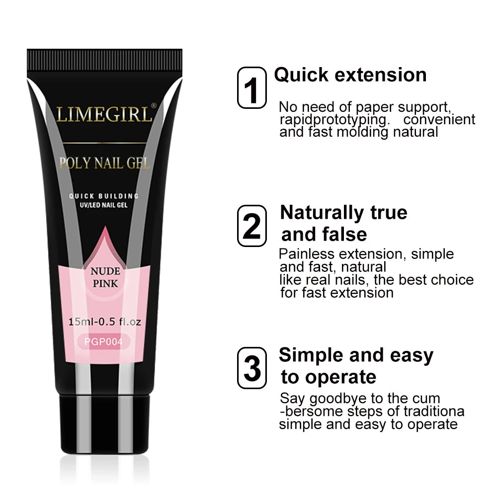 USB UV Lamp Gel Polish Kit by LIMEGIRL, 8ml Semi-Permanent Soak-Off Nail Polish with Listed Base and Top Coat for DIY Manicure and Nail Art