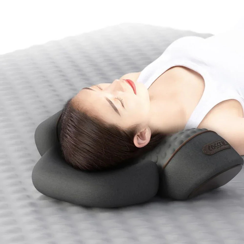 Heat and Vibration Neck Pillow with Listed Three-Level Settings and Slow-Rebound Core, Electric Personal-Care Support in Massage and Traction-Labeled Options