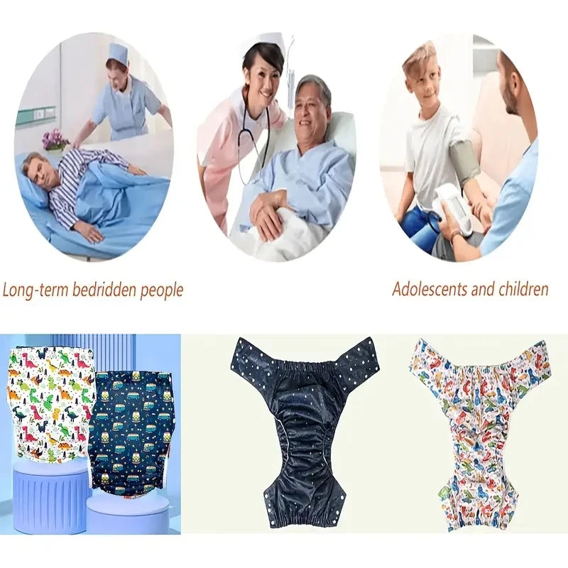 Reusable Adult Cloth Diaper and Insert Options, Listed TPU Waterproof Diaper Pants for Adult Personal Care, XL and XXL Size Labels with Set Selections