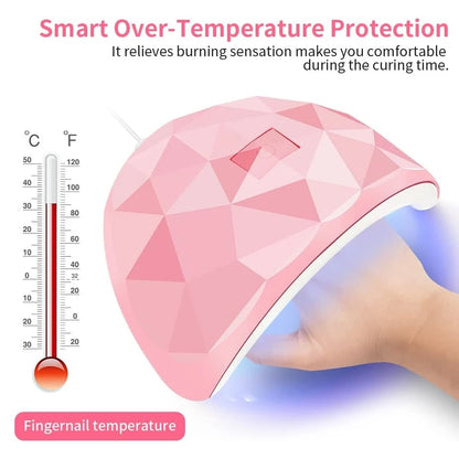 LINMANDA USB UV LED Nail Lamp in Pink with 18 LEDs and 60s or 120s Timer Settings, Compact ABS Gel Curing Tool for Compatible Fingernail and Toenail Products