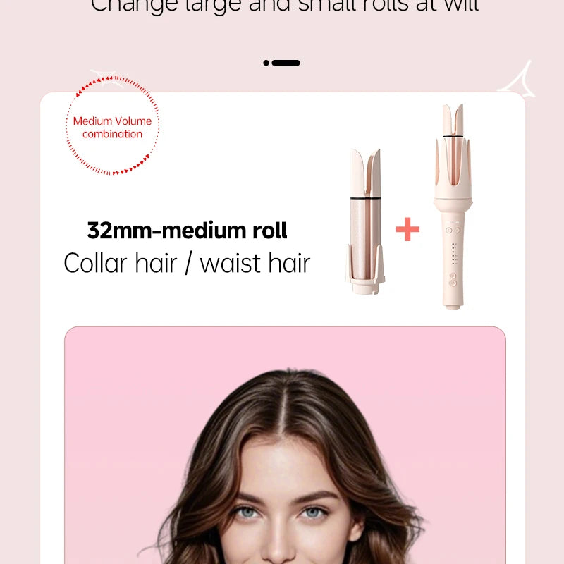 Automatic Curling Iron Set with Ceramic Rotating Styling and Multi-in-1 Bundle Options for At-Home Waves and Curls, US, EU, UK or AU Plug Choices