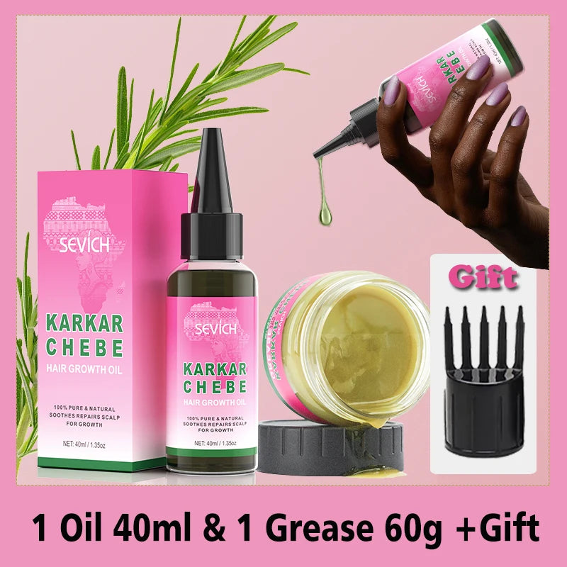 Hair Care Oil and Cream Options with Karkar, Chebe, Batana and Rosemary References, Single 40ml Oil, Single 60g Cream or Set and gift for Cosmetic Grooming