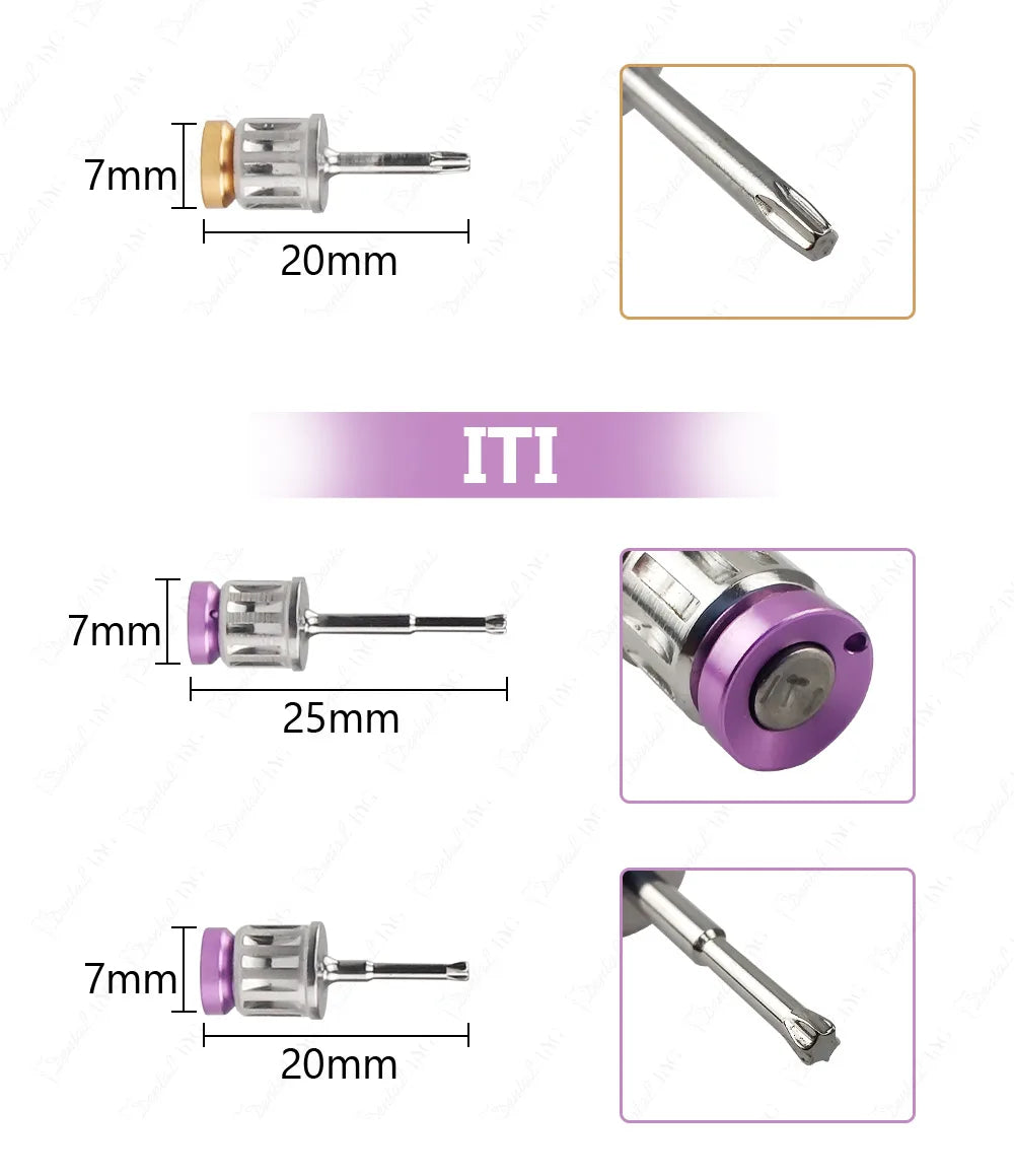 Dental Implant Torque Wrench Kit with Listed 10–70 Ncm Range, Eight 20mm Short and Eight 25mm Long Drivers in a Whole Set for Professional Assessment