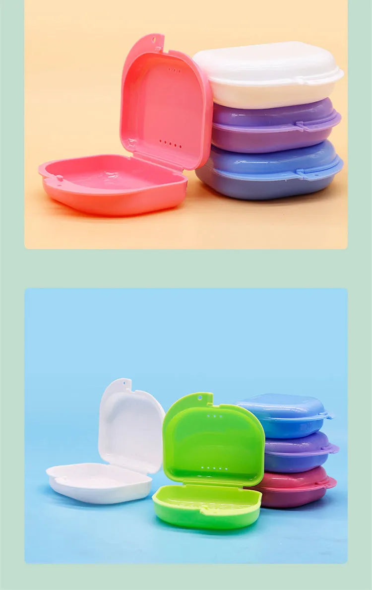 Vented Dental Storage Cases 50-Pack, Denture and Retainer Boxes with Seven Single-Color Choices or Random Mixed Colors for Compatible Removable Appliance Storage