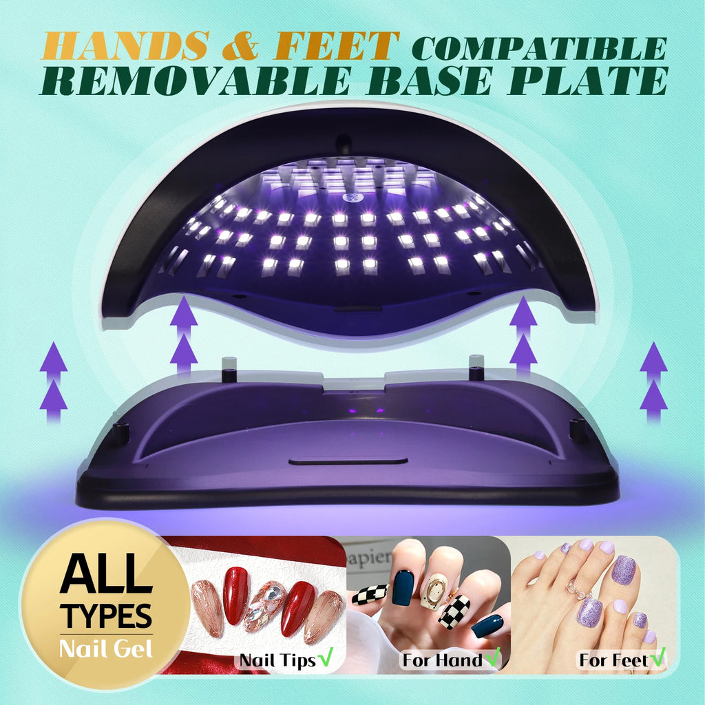 Gel Nail Curing Lamp with Four Timers, Auto Sensor and Removable Tray, Listed 81-LED SUN X25 MAX Specifications and X23, X25, X26 or X27 Options