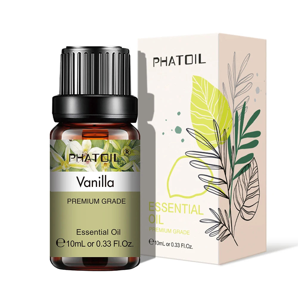 10ml Aroma Oil by PHATOIL for Compatible Diffusers and Home Fragrance, Amber Bottle with Lavender, Eucalyptus, Vanilla, Peppermint and Other Scent Options