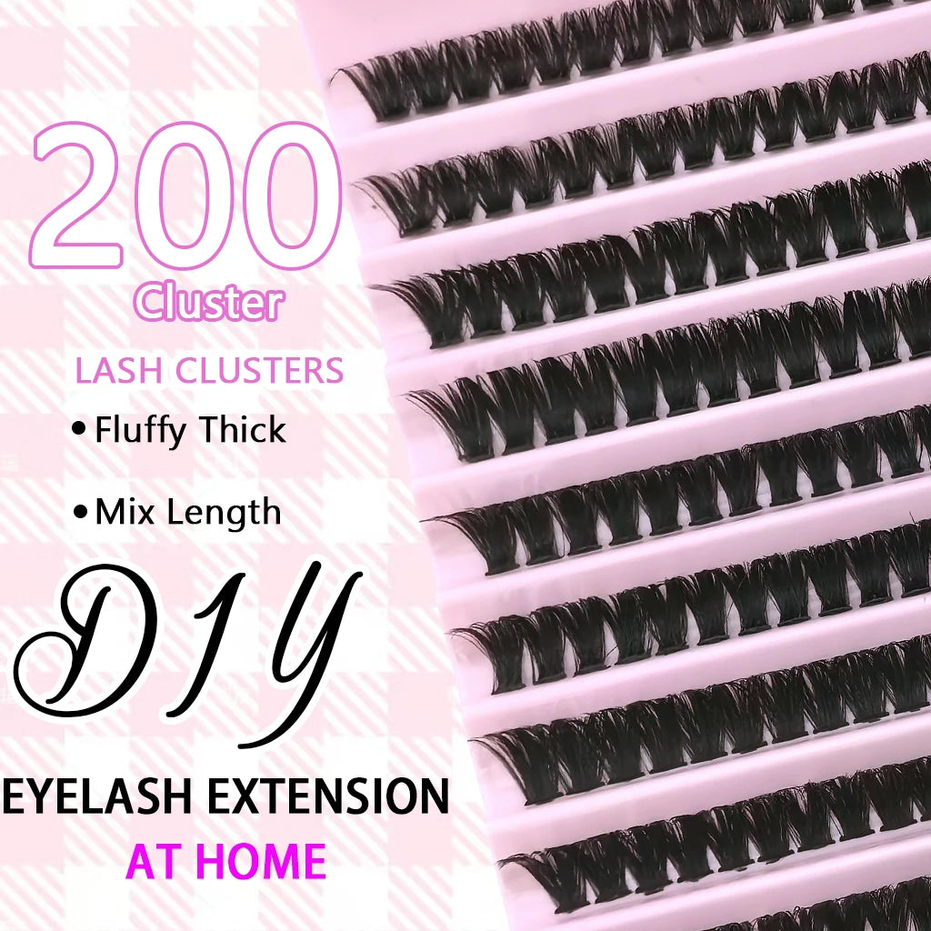 Fluffy Cluster Lashes for DIY Eye Makeup Styling, 10 or 16-Row 80D Options and 36-Row 80 100D Selection for Customized Everyday Makeup and Party Looks