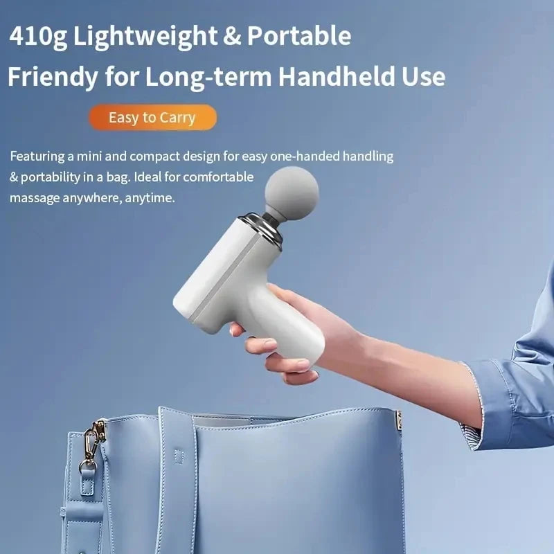 Massage Gun with Type C Charging, Four Replaceable Heads and Six Speed Settings, Portable Electric Personal Massager in White or Green for Home Use